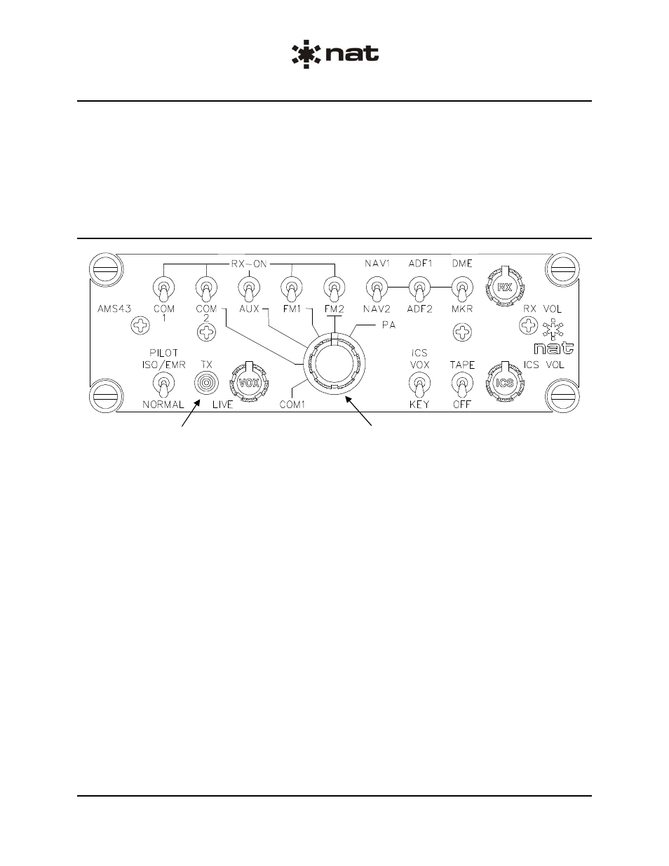 2 transmit selector switch | Northern Airborne Technology AMS43 User Manual | Page 22 / 24