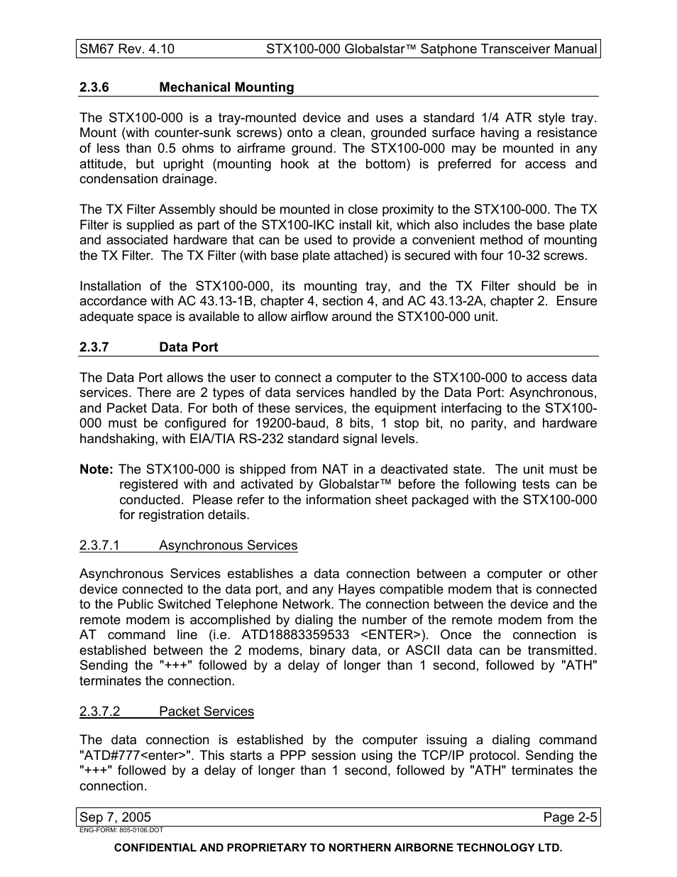 6 mechanical mounting, 7 data port | Northern Airborne Technology STX100 User Manual | Page 21 / 56