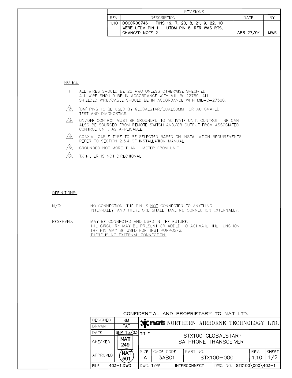 Stx100\100 interconnect | Northern Airborne Technology STX100 User Manual | Page 27 / 56