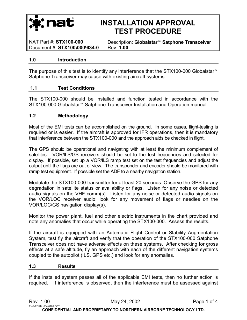 Installation approval test procedure, Installation approval, Test procedure | Northern Airborne Technology STX100 User Manual | Page 43 / 56