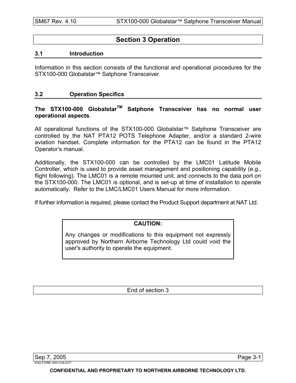 Operation, 1 introduction, 2 operation specifics | Northern Airborne Technology STX100 User Manual | Page 55 / 56