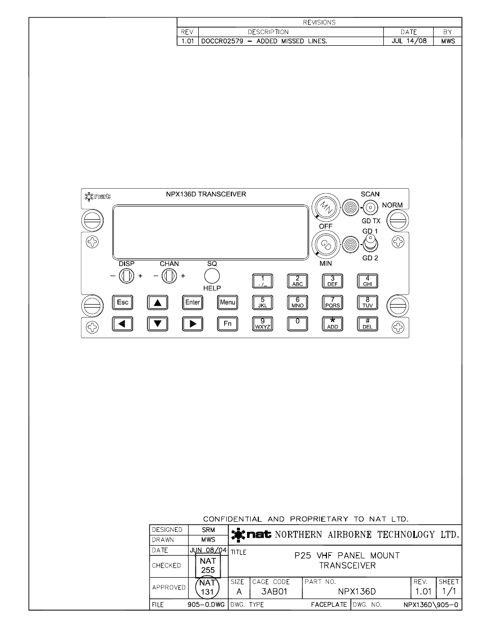 Faceplate | Northern Airborne Technology NPX136D User Manual | Page 25 / 50