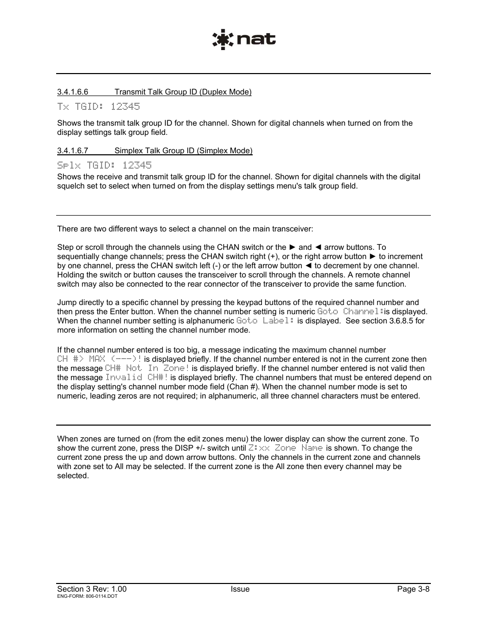 2 changing channels on the main receiver, 3 changing zones on the main receiver | Northern Airborne Technology NPX136D User Manual | Page 34 / 50