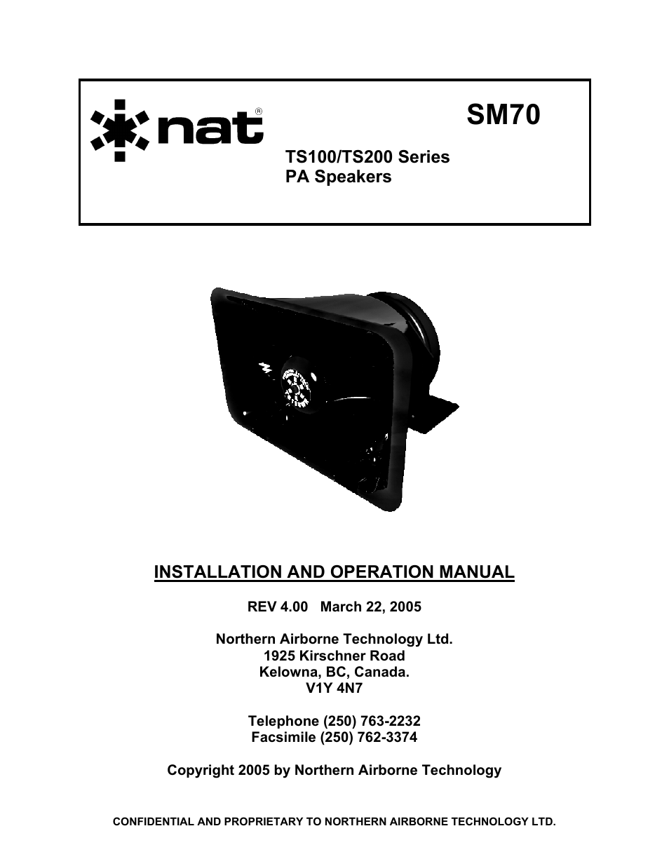 Northern Airborne Technology TS100 User Manual | 44 pages