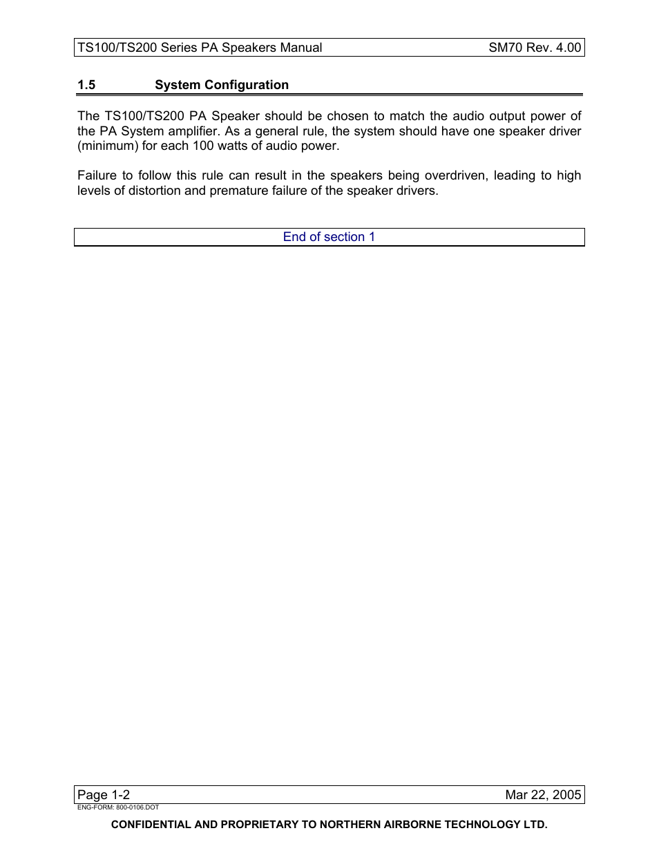 5 system configuration | Northern Airborne Technology TS100 User Manual | Page 12 / 44