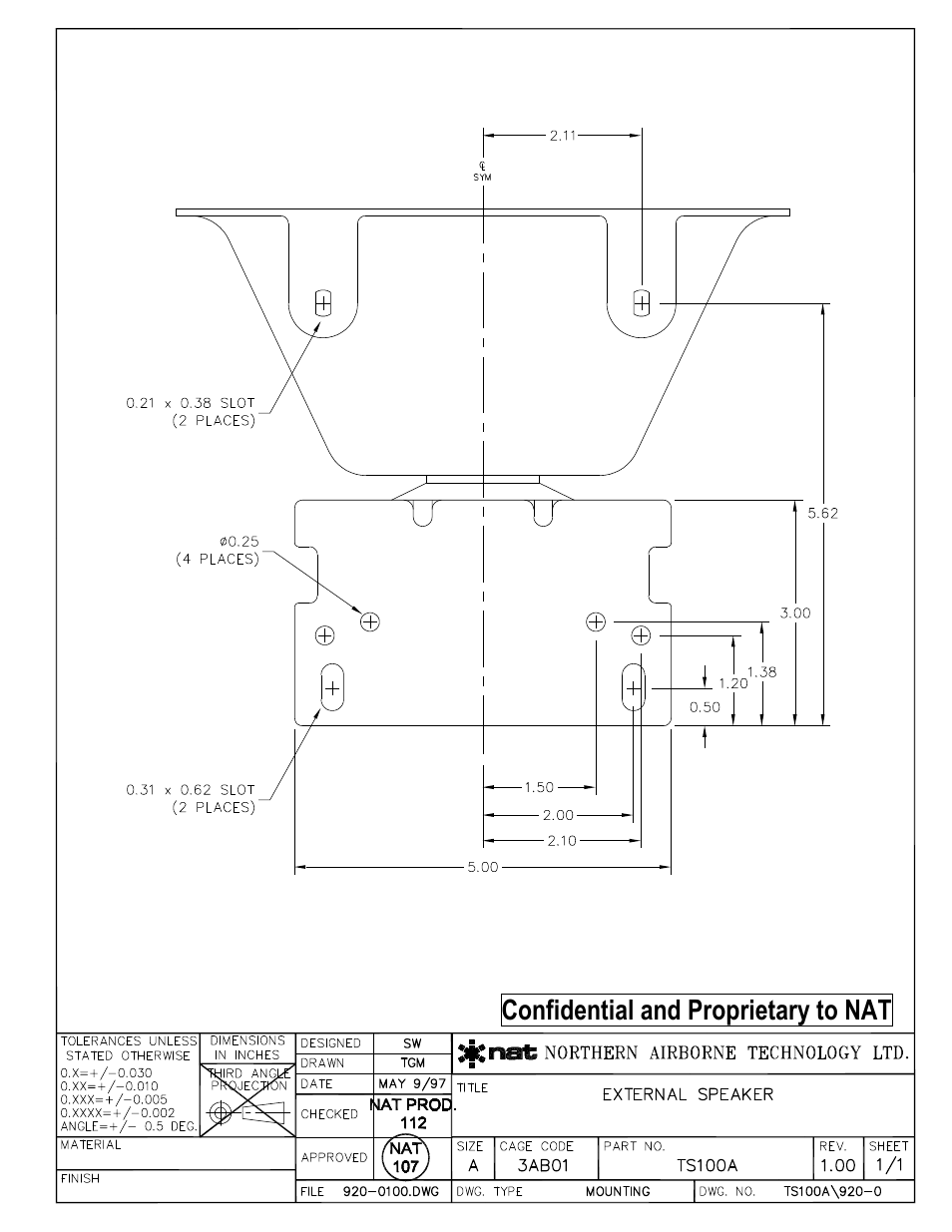 Mounting, Confidential and proprietary to nat | Northern Airborne Technology TS100 User Manual | Page 33 / 44