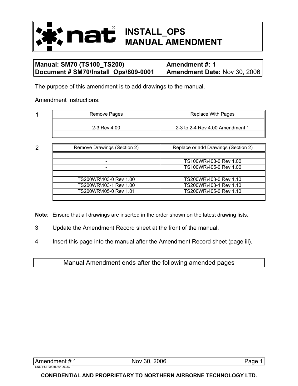 Install_ops manual amendment | Northern Airborne Technology TS100 User Manual | Page 7 / 44