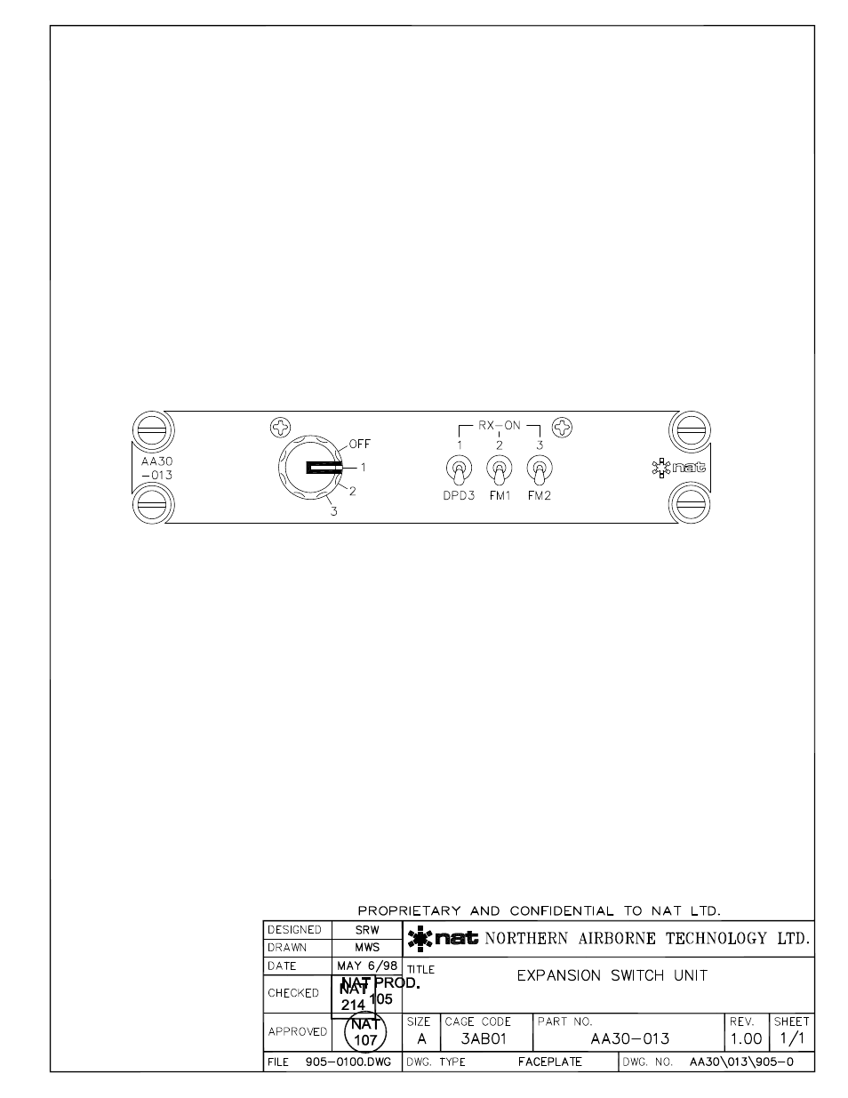 Faceplate | Northern Airborne Technology AA30-0xx User Manual | Page 17 / 30