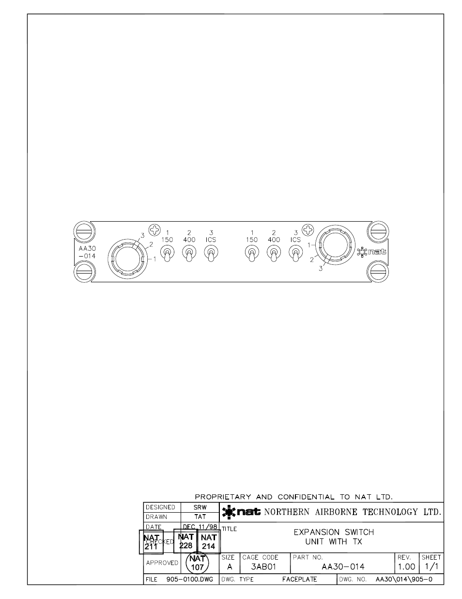Faceplate | Northern Airborne Technology AA30-0xx User Manual | Page 25 / 30