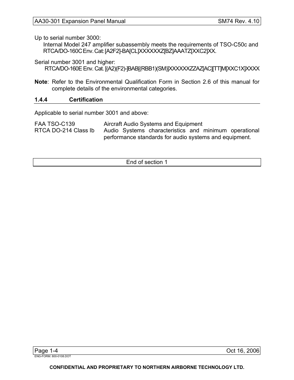 4 certification | Northern Airborne Technology AA30-3xx User Manual | Page 10 / 38