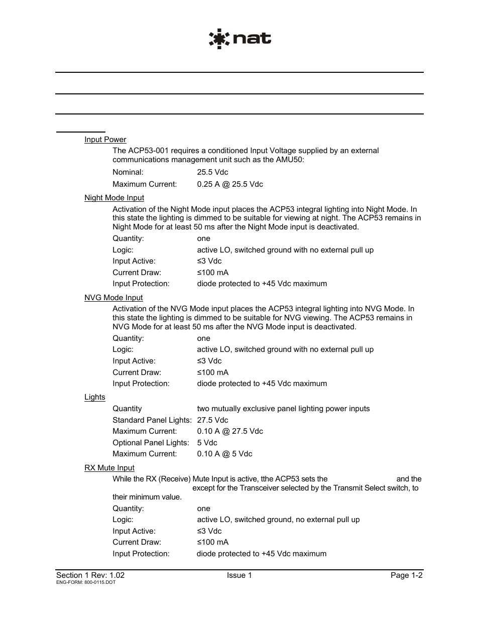 4 specifications, 1 electrical specifications | Northern Airborne Technology ACP53-001 User Manual | Page 6 / 28