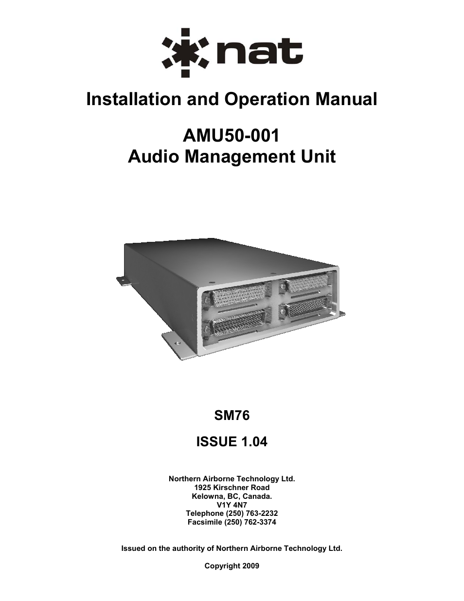 Northern Airborne Technology AMU50-001 User Manual | 40 pages