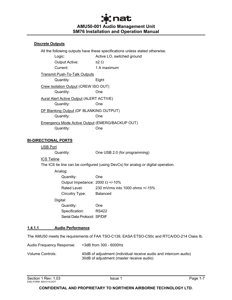 Northern Airborne Technology AMU50-001 User Manual | Page 10 / 40