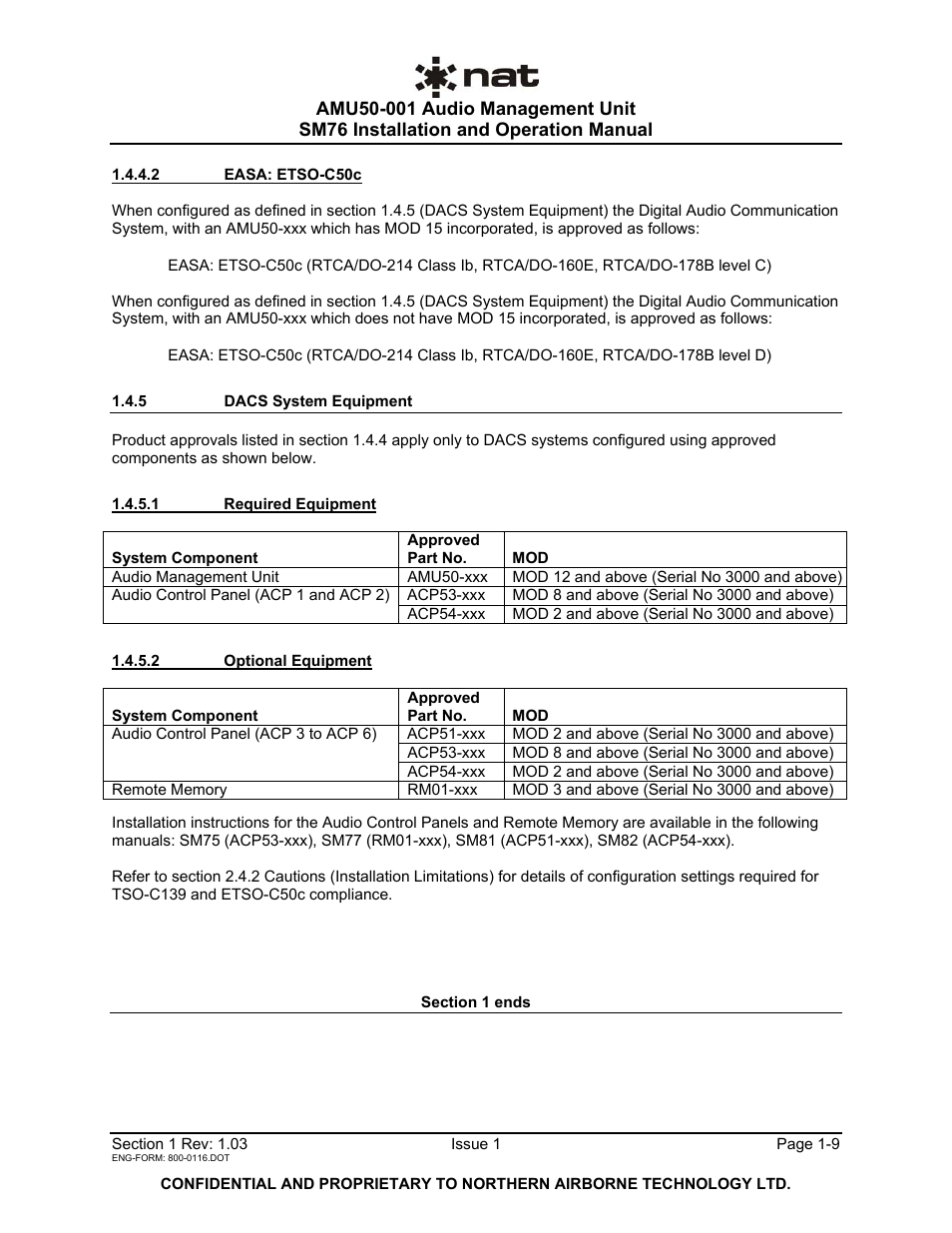 5 dacs equipment | Northern Airborne Technology AMU50-001 User Manual | Page 12 / 40