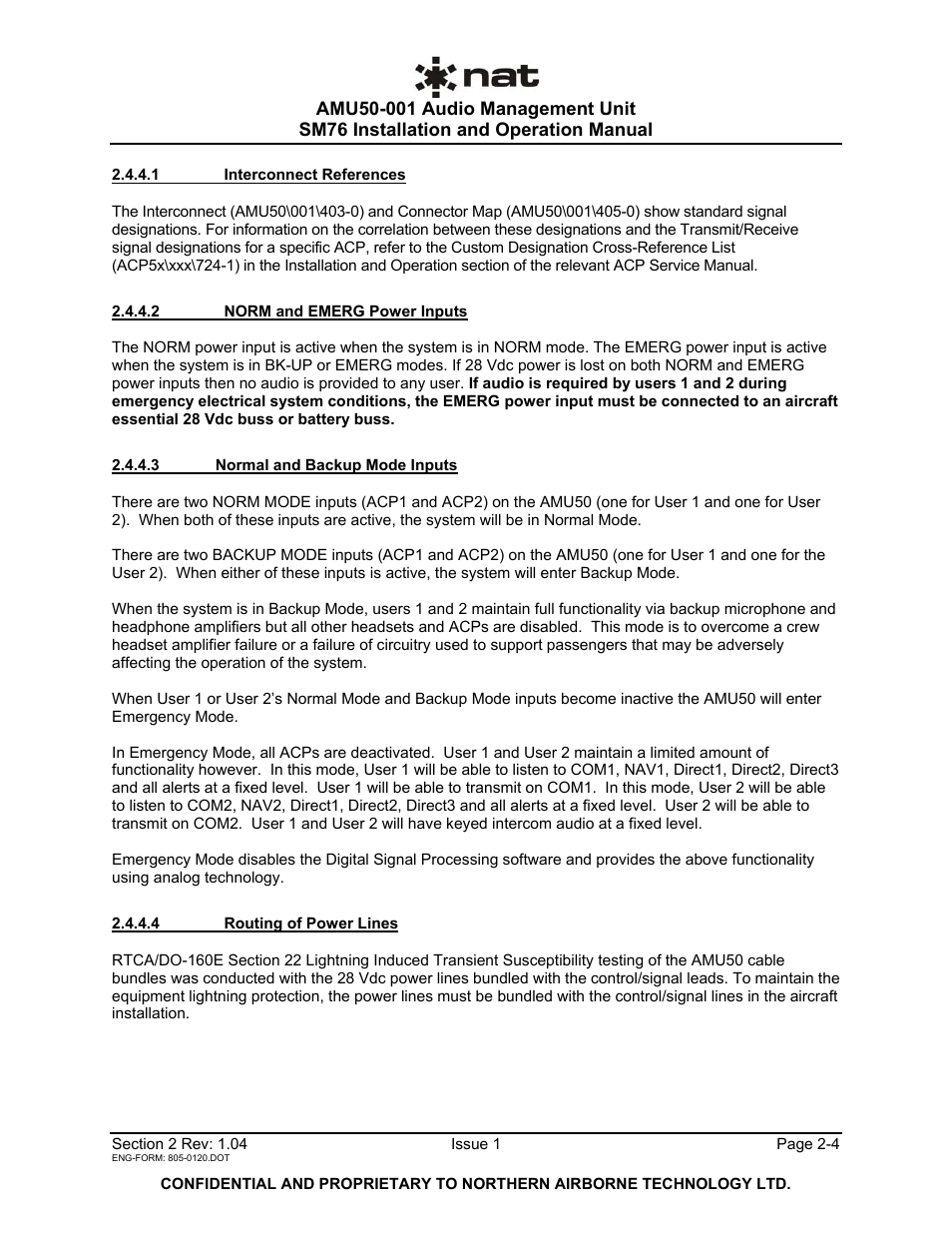 Northern Airborne Technology AMU50-001 User Manual | Page 16 / 40