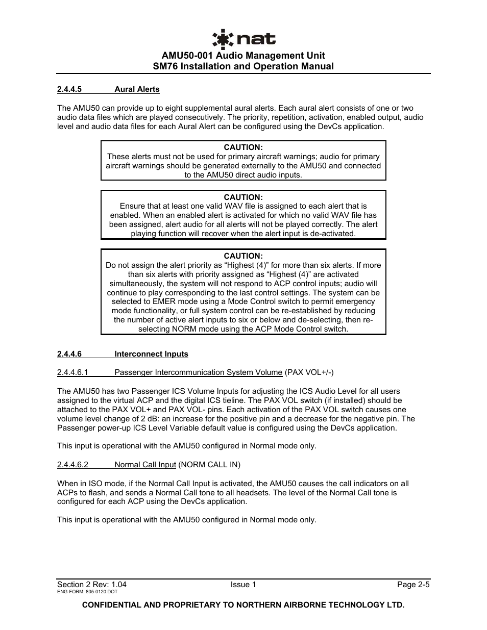 Northern Airborne Technology AMU50-001 User Manual | Page 17 / 40