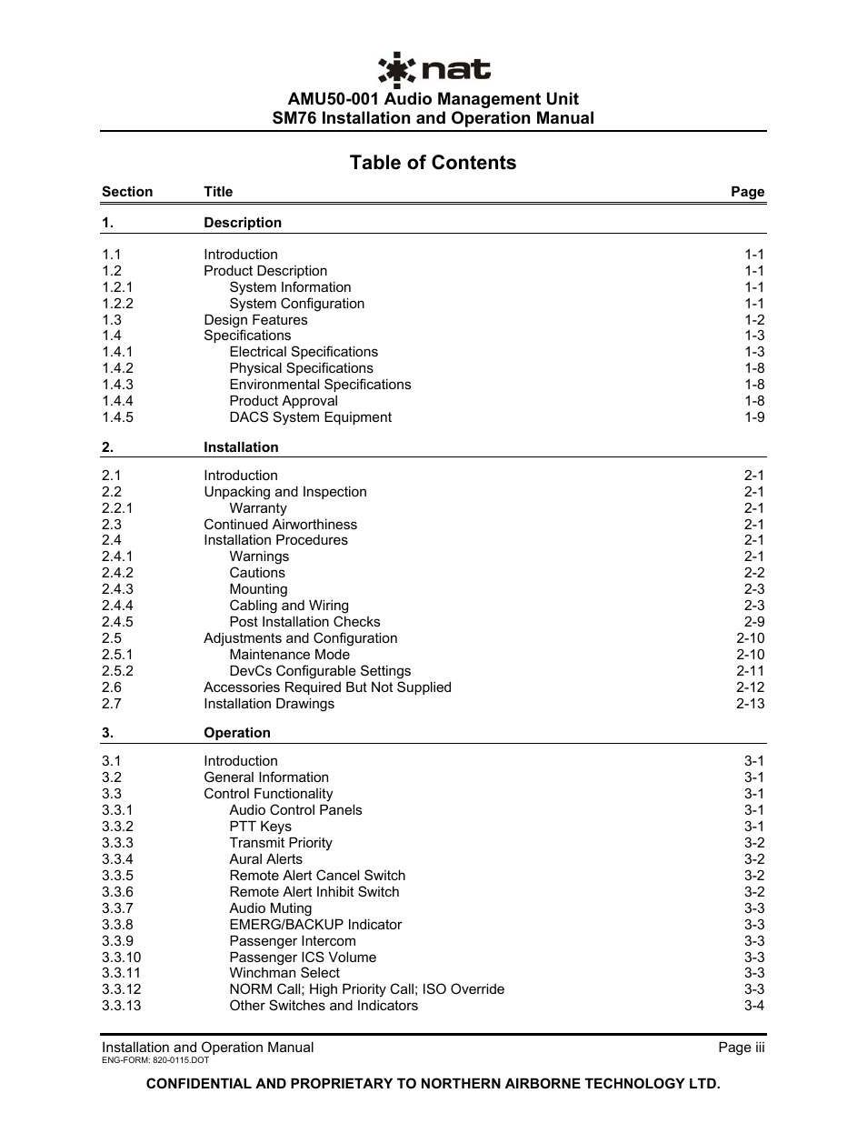 Northern Airborne Technology AMU50-001 User Manual | Page 3 / 40