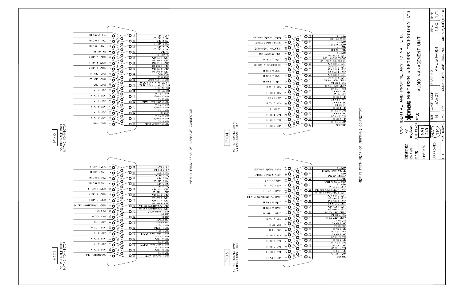 Connector map | Northern Airborne Technology AMU50-001 User Manual | Page 32 / 40