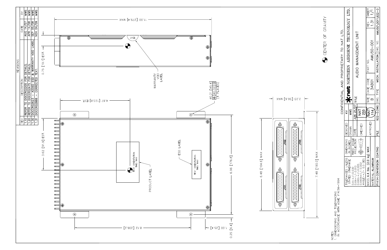 Mechanical installation | Northern Airborne Technology AMU50-001 User Manual | Page 36 / 40
