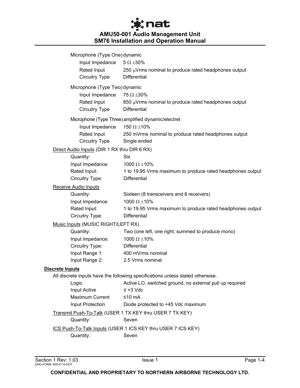 Northern Airborne Technology AMU50-001 User Manual | Page 7 / 40