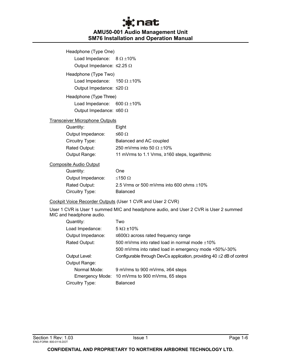 Northern Airborne Technology AMU50-001 User Manual | Page 9 / 40