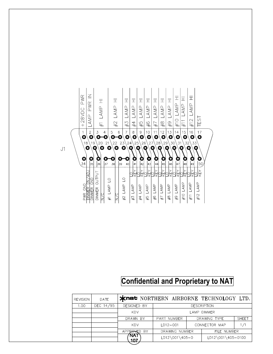 Connector map, Confidential and proprietary to nat | Northern Airborne Technology LD12-002 User Manual | Page 13 / 15