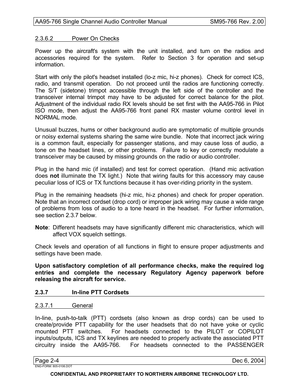 7 in-line ptt cordsets | Northern Airborne Technology AA95-766 User Manual | Page 14 / 35