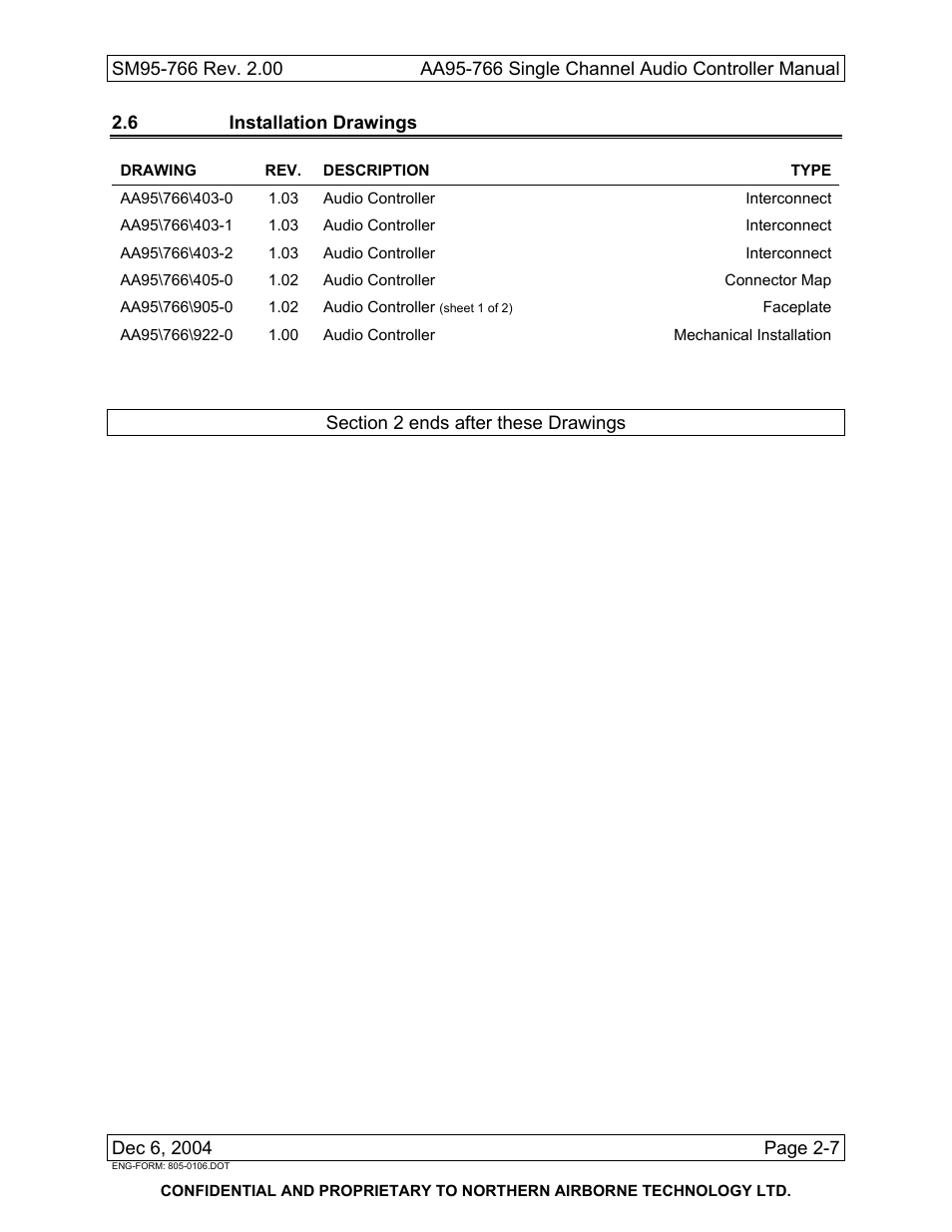 6 installation drawings | Northern Airborne Technology AA95-766 User Manual | Page 17 / 35