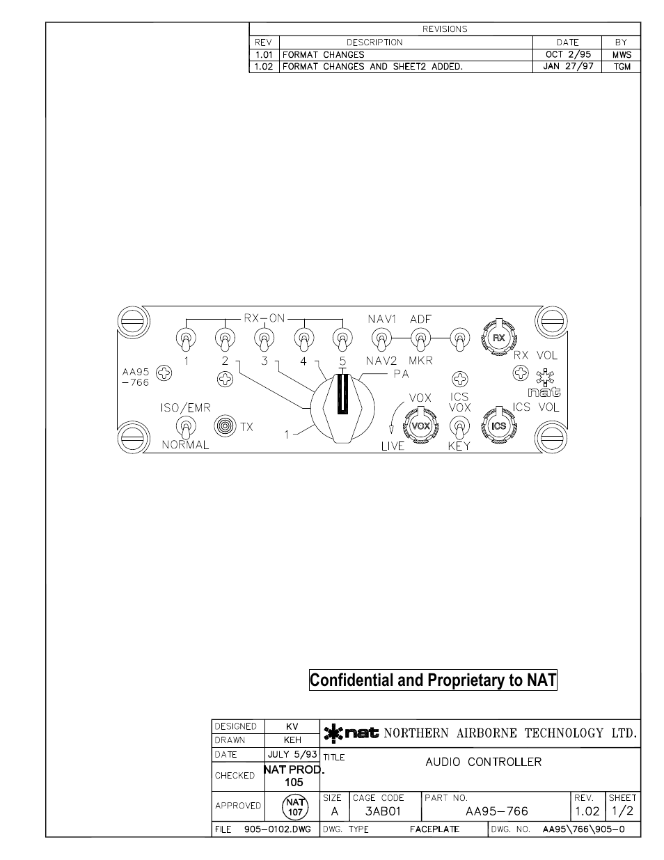 Faceplate, Confidential and proprietary to nat | Northern Airborne Technology AA95-766 User Manual | Page 27 / 35