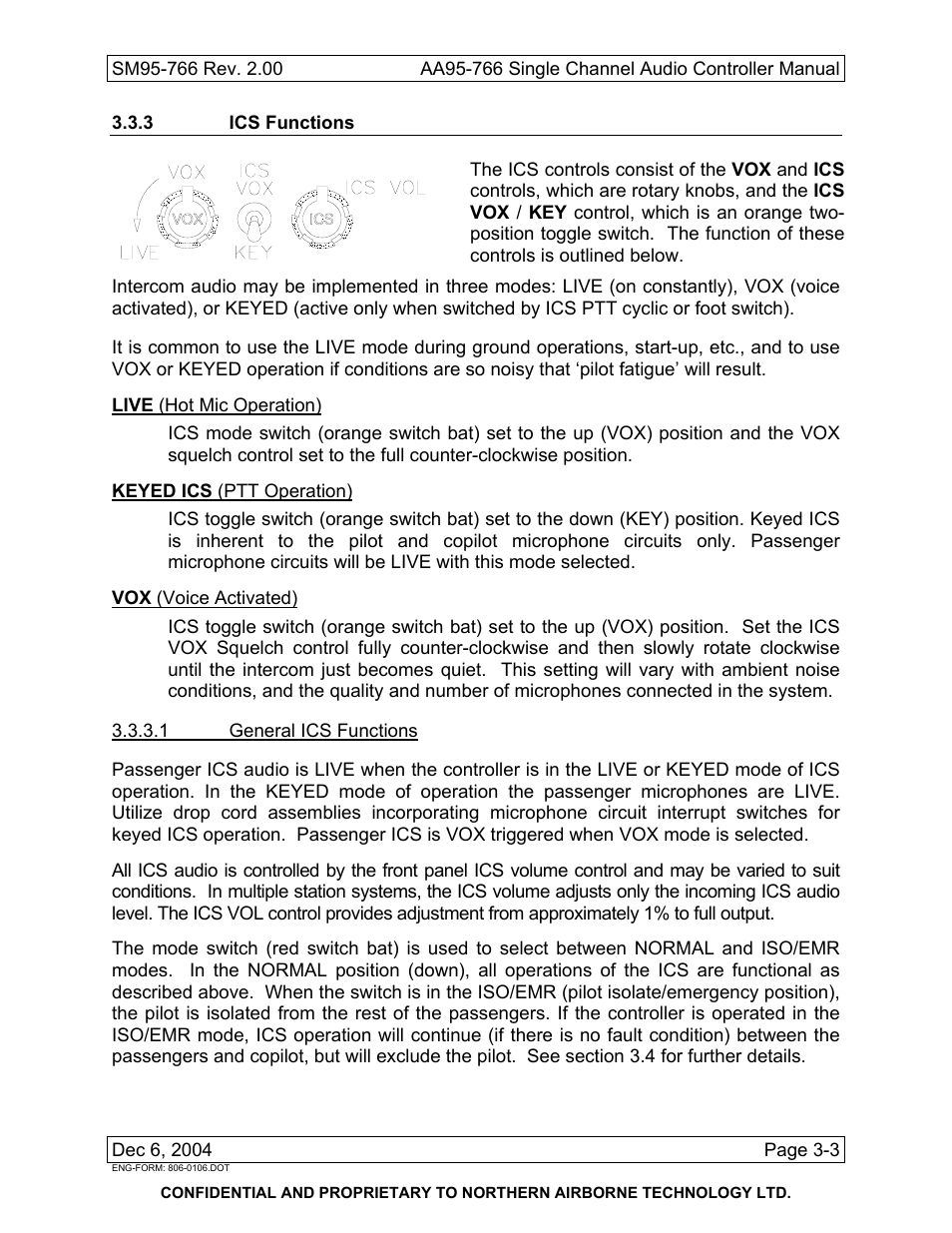 3 ics functions | Northern Airborne Technology AA95-766 User Manual | Page 33 / 35