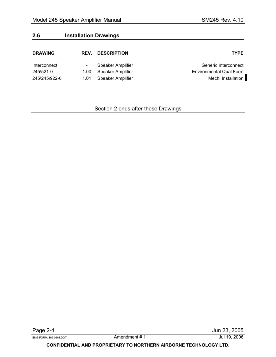 6 installation drawings, Generic interconnect | Northern Airborne Technology 245 User Manual | Page 16 / 24