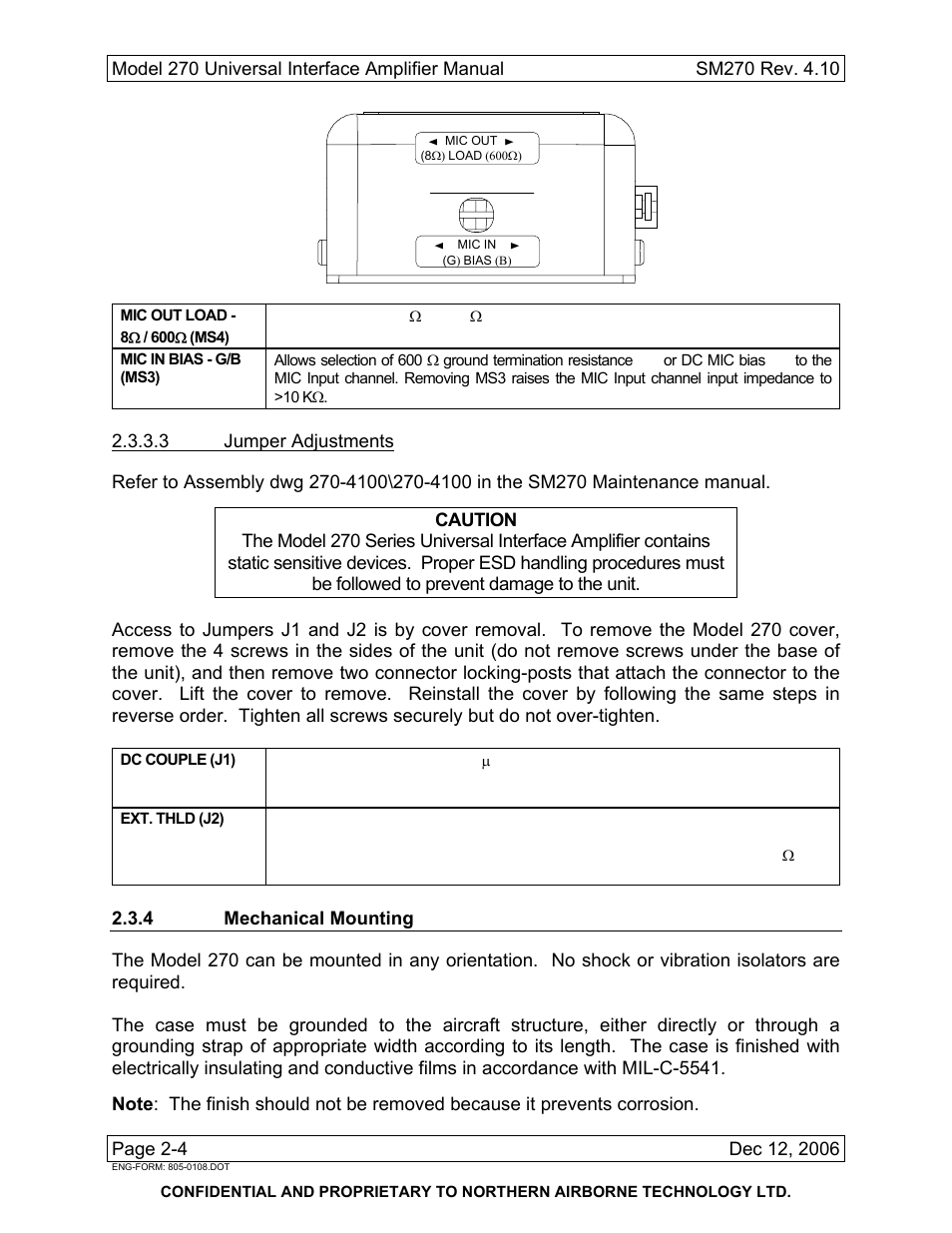 4 mechanical mounting | Northern Airborne Technology 270 User Manual | Page 18 / 30