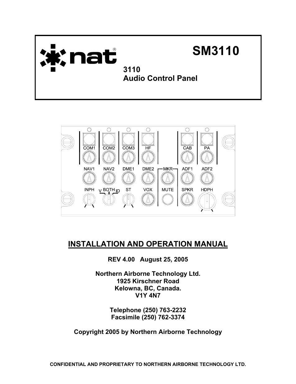 Northern Airborne Technology 3110 User Manual | 61 pages