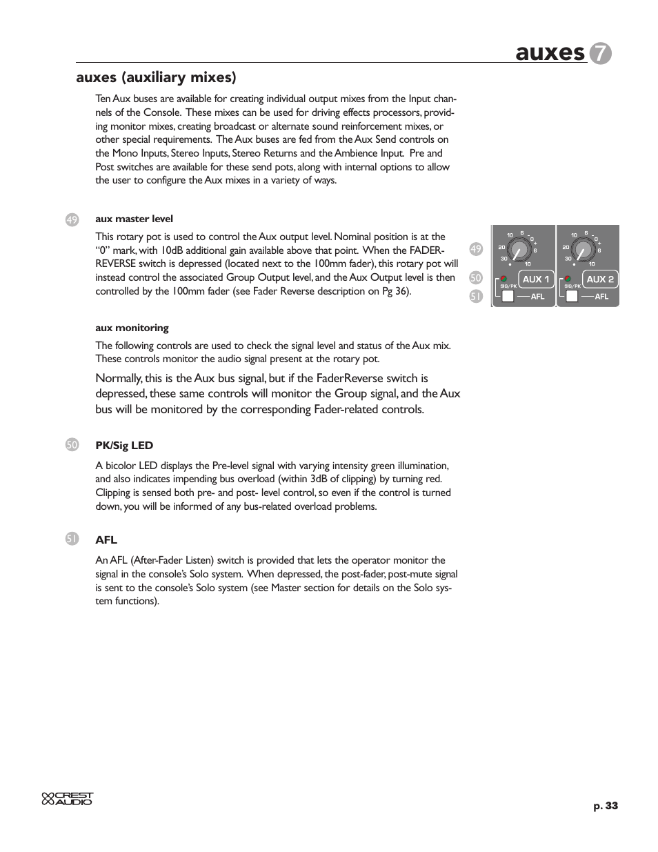 Auxes | Crest Audio HPW User Manual | Page 33 / 60
