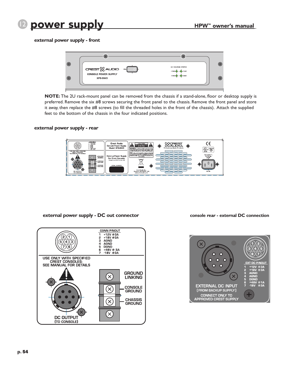 Power supply | Crest Audio HPW User Manual | Page 54 / 60