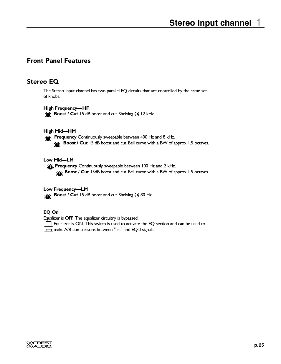 Stereo input channel | Crest Audio X-SERIES X 20R User Manual | Page 25 / 56