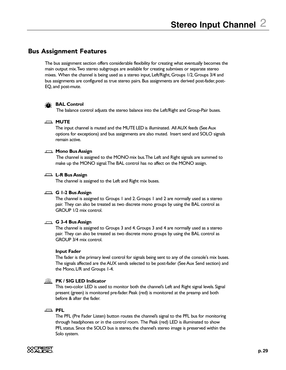 Stereo input channel | Crest Audio X-SERIES X 20R User Manual | Page 29 / 56