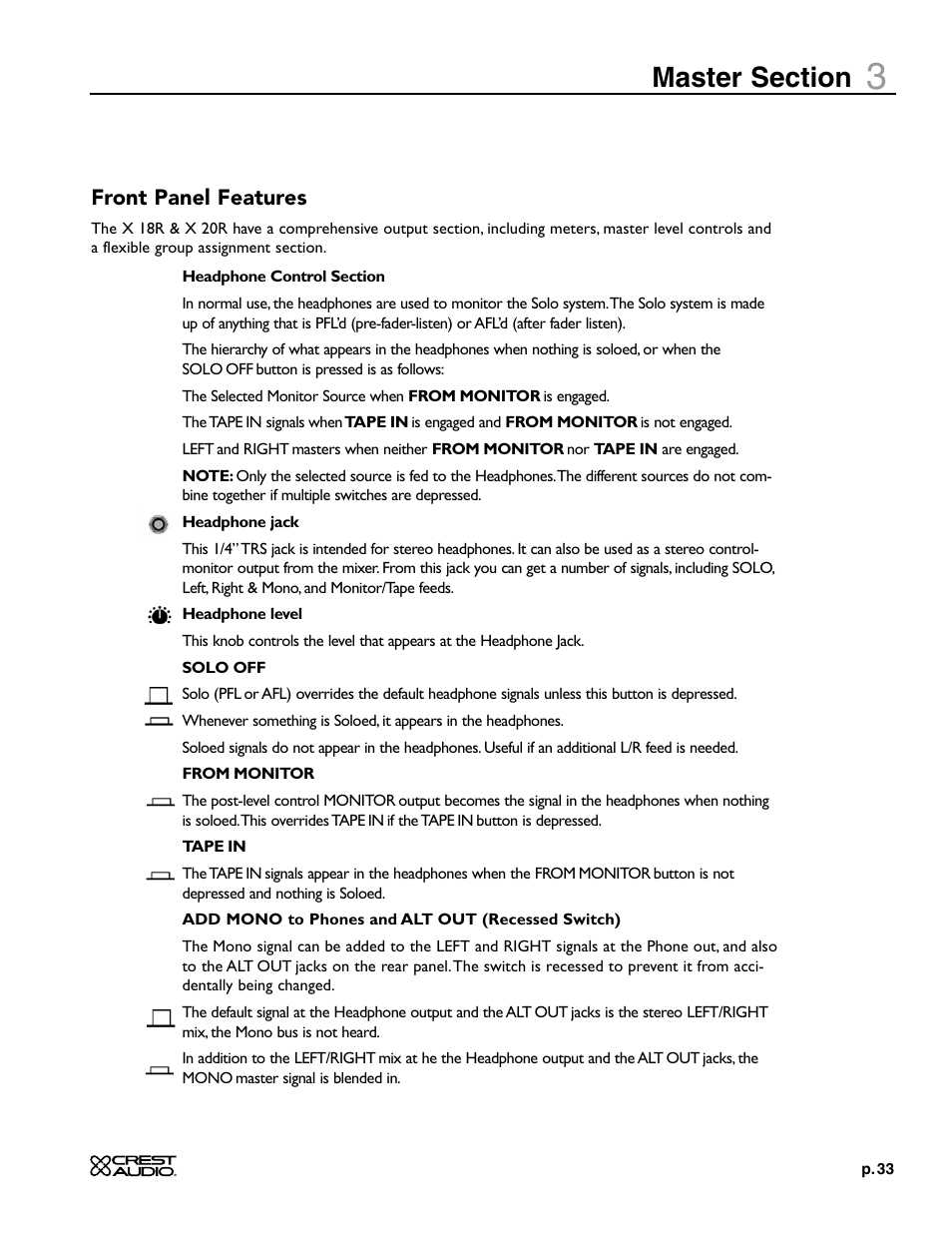 Crest Audio X-SERIES X 20R User Manual | Page 33 / 56