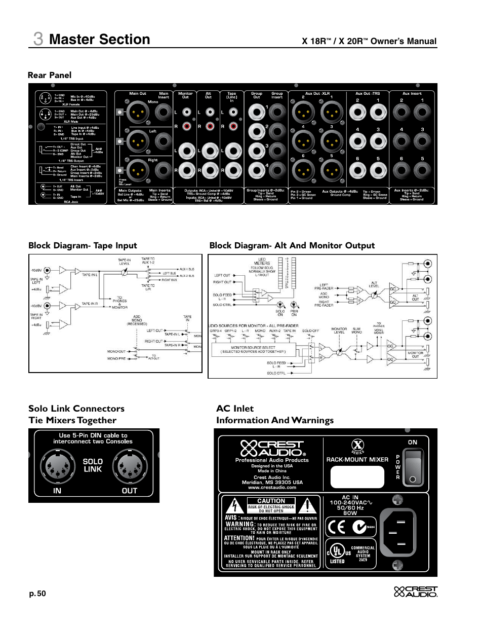 Crest Audio X-SERIES X 20R User Manual | Page 50 / 56