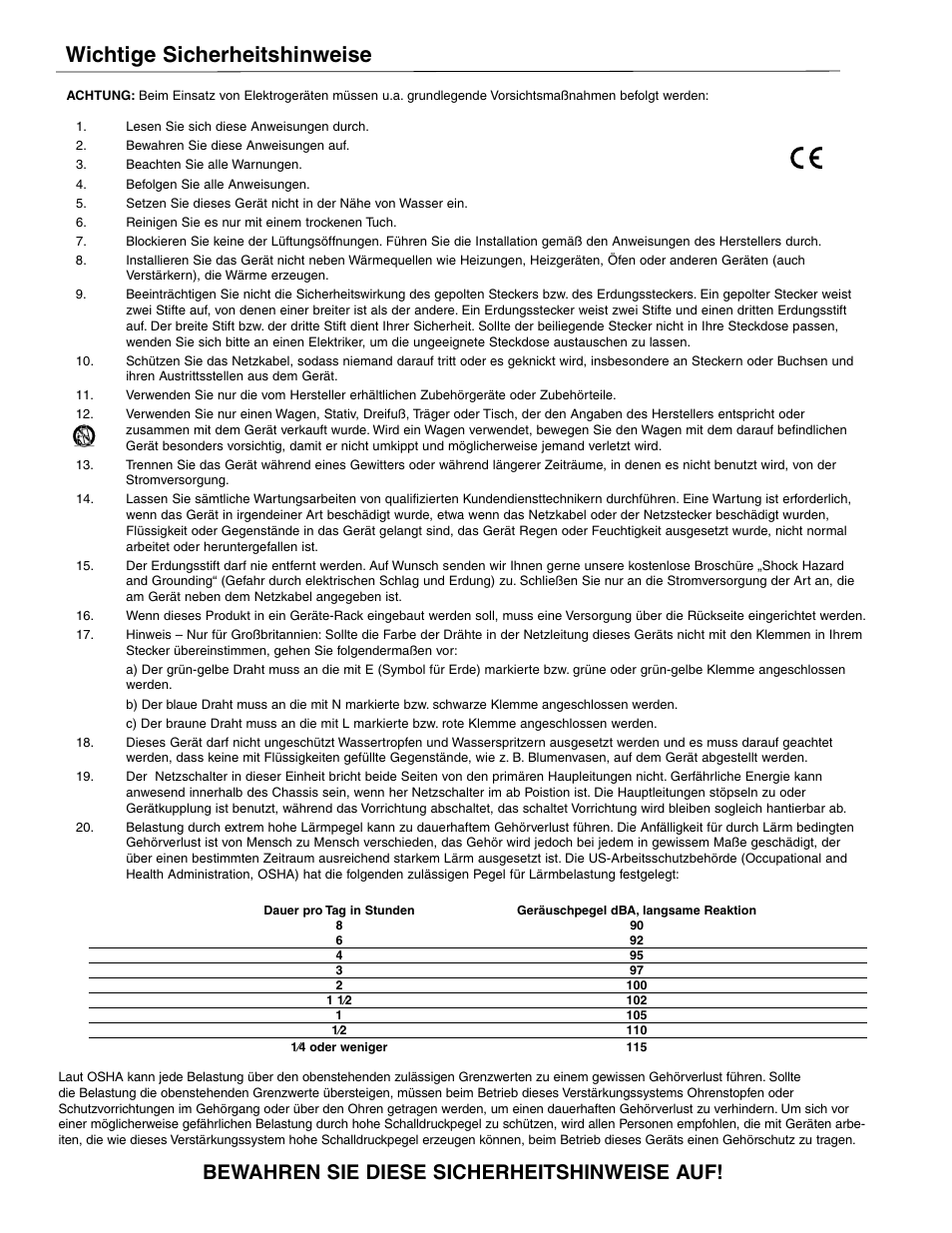 Wichtige sicherheitshinweise, Bewahren sie diese sicherheitshinweise auf | Crest Audio X-SERIES X 20R User Manual | Page 6 / 56