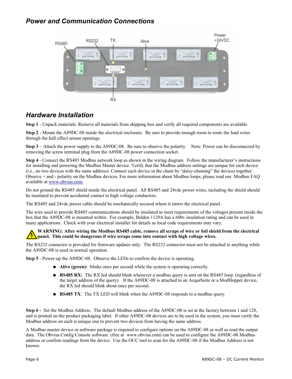 Obvius A89DC-08 User Manual | Page 6 / 15