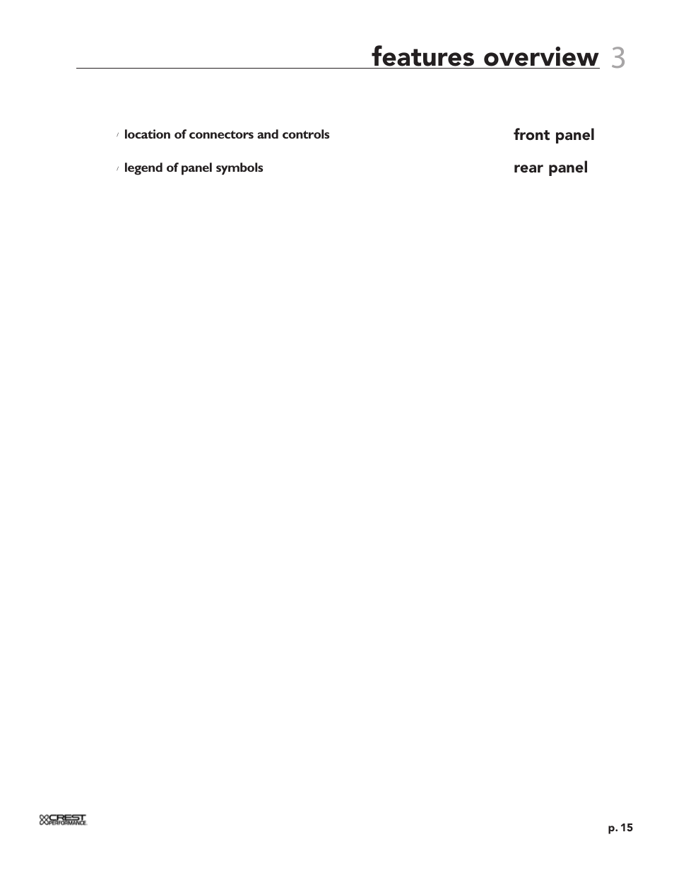 Features overview | Crest Audio CPX 3800 User Manual | Page 15 / 36