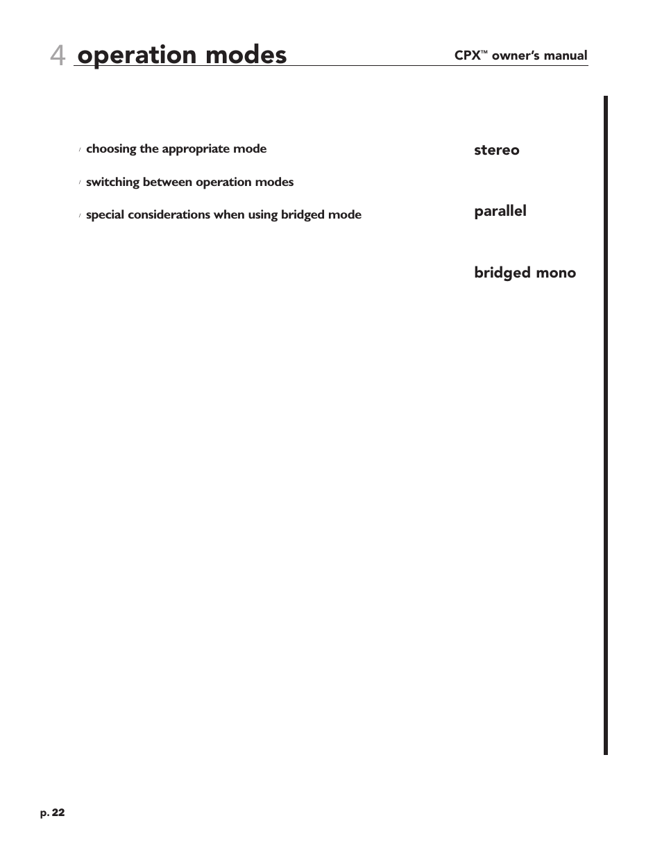 Operation modes | Crest Audio CPX 3800 User Manual | Page 22 / 36