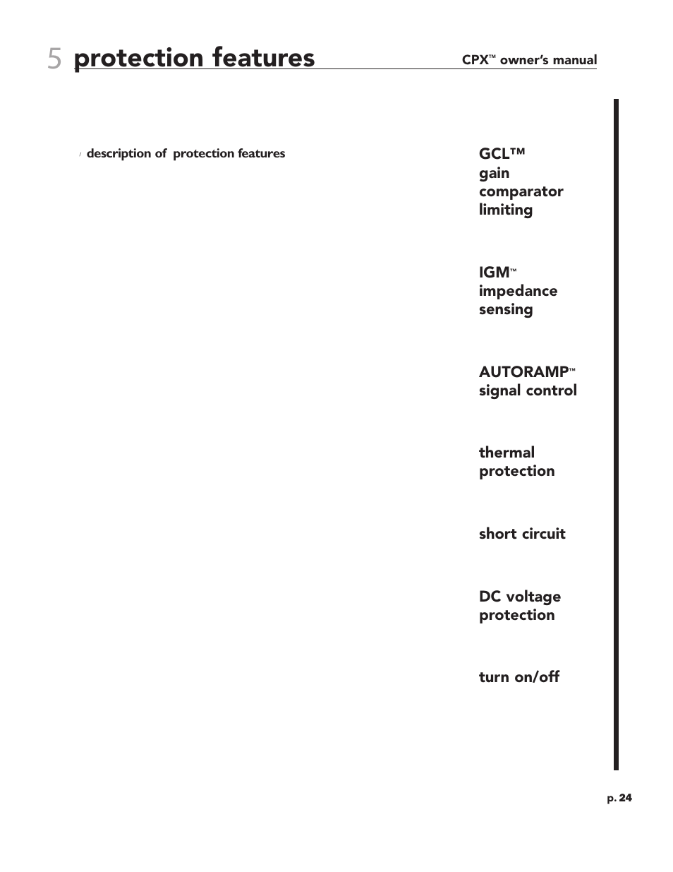 Protection features | Crest Audio CPX 3800 User Manual | Page 24 / 36