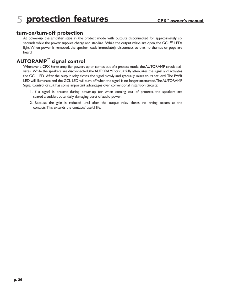 Protection features | Crest Audio CPX 3800 User Manual | Page 26 / 36