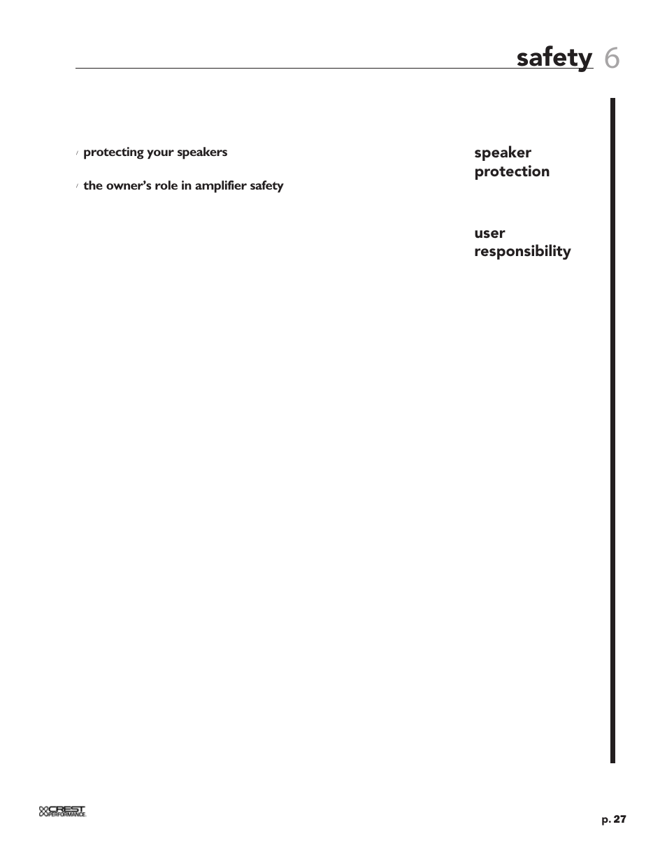 Safety | Crest Audio CPX 3800 User Manual | Page 27 / 36