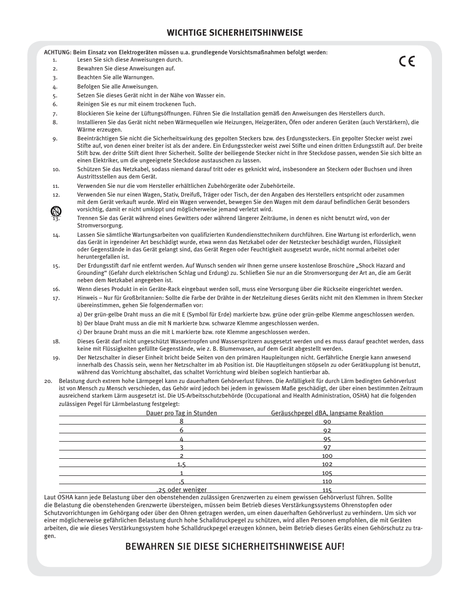 Bewahren sie diese sicherheitshinweise auf, Wichtige sicherheitshinweise | Crest Audio CPX 3800 User Manual | Page 4 / 36