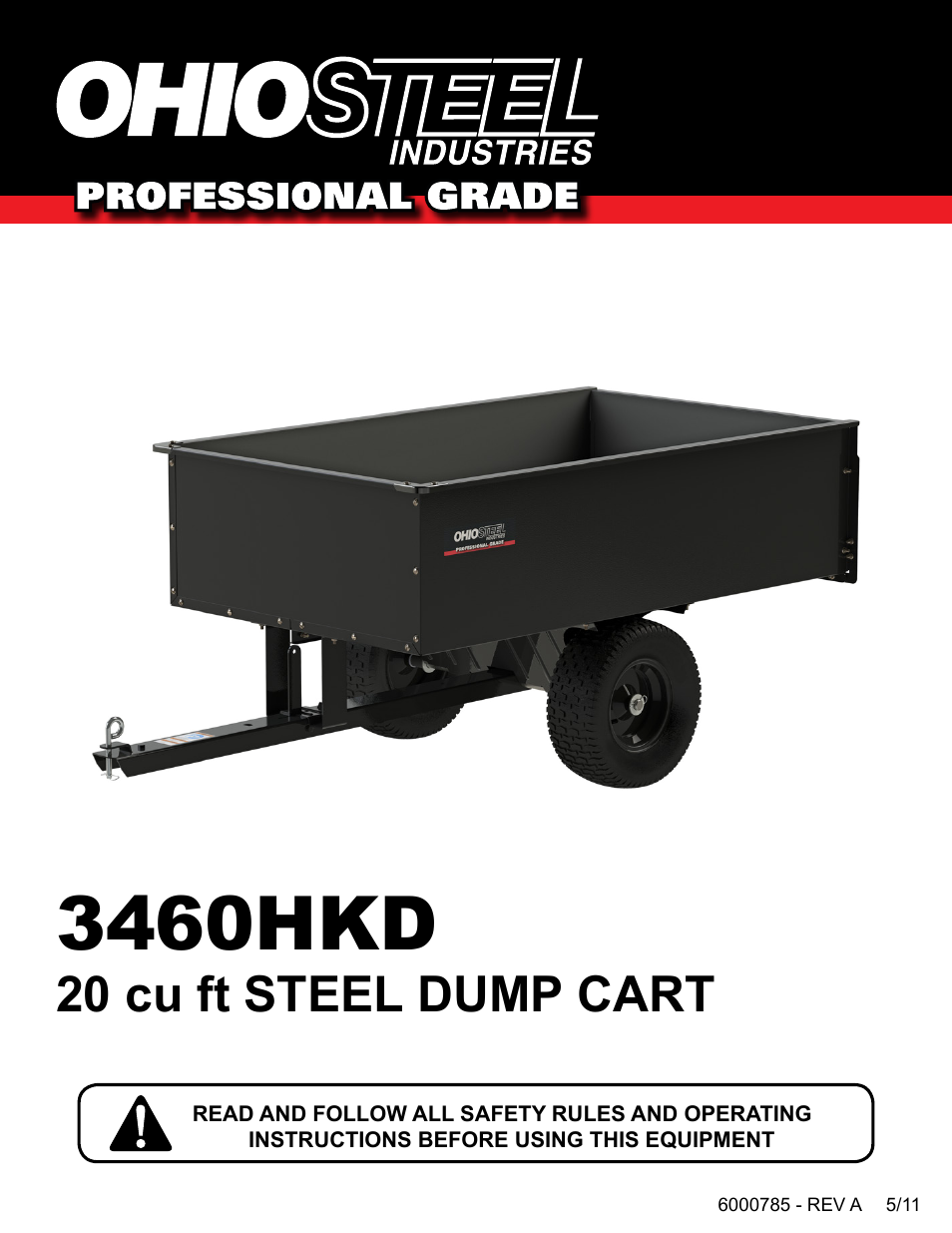 Ohio Steel 3460HKD 20 Cu Ft Steel Dump Cart User Manual | 12 pages