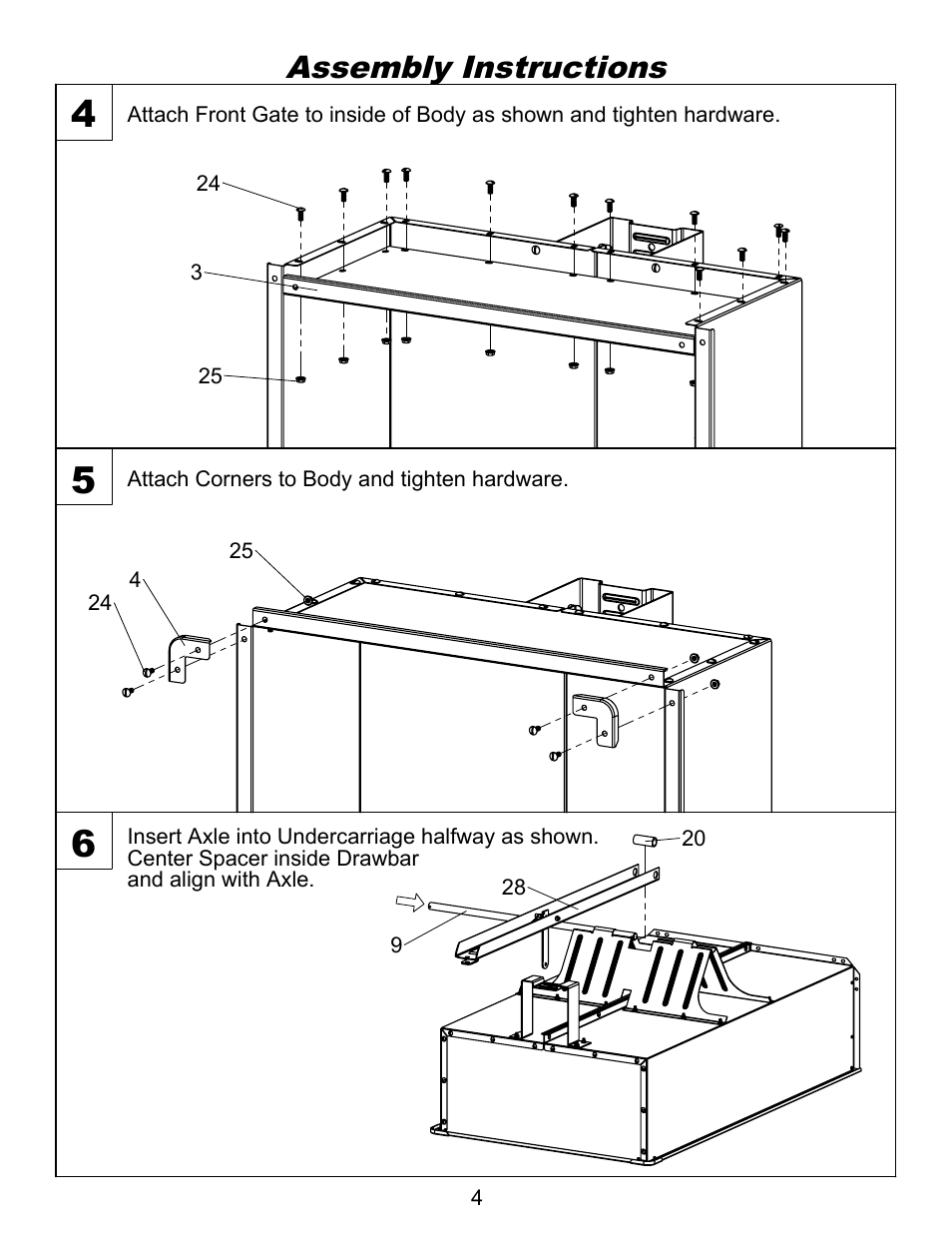 Sheet2, Drawing view4, Drawing view5 | Drawing view6, Detail view a (1 : 8), Detail view b (1 : 8), Assembly instructions | Ohio Steel 3460HKD 20 Cu Ft Steel Dump Cart User Manual | Page 5 / 12