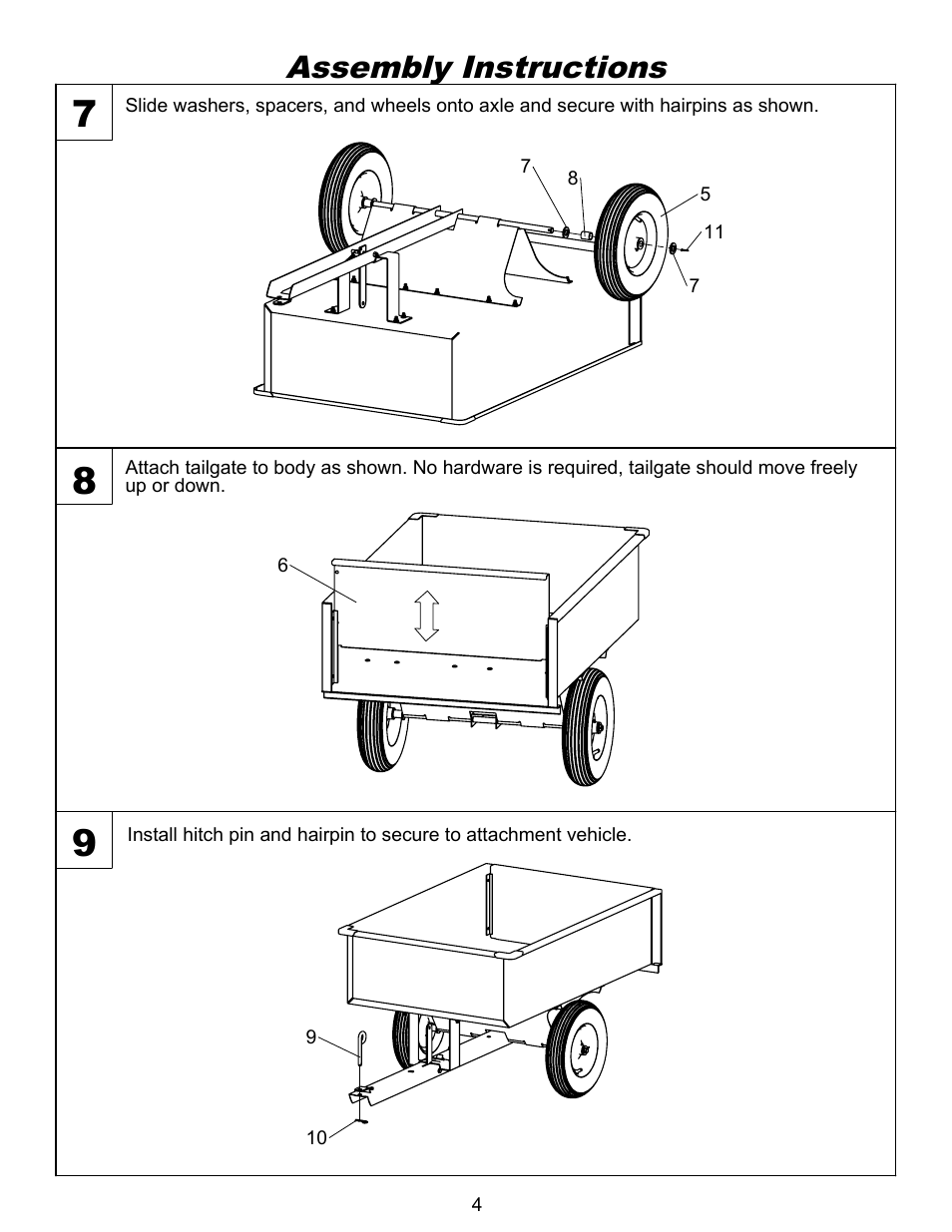 Assy 2, Drawing view6, Drawing view7 | Drawing view8, Assembly instructions | Ohio Steel 3048H 12 Cu Ft Welded Steel Dump Cart User Manual | Page 5 / 10